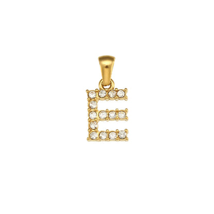 1 Piece 304 Stainless Steel Artificial Pearls Zircon 18K Gold Plated Letter Polished Pendant