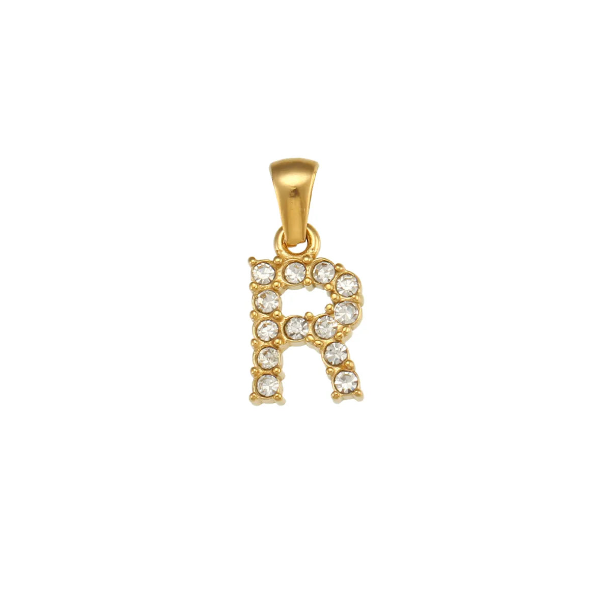 1 Piece 304 Stainless Steel Artificial Pearls Zircon 18K Gold Plated Letter Polished Pendant