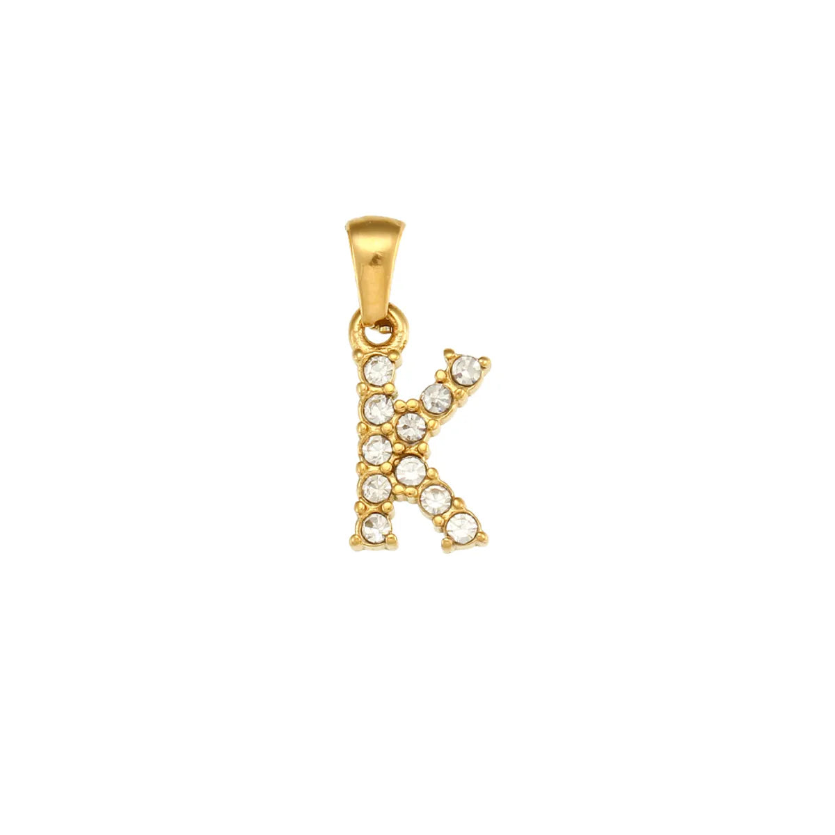 1 Piece 304 Stainless Steel Artificial Pearls Zircon 18K Gold Plated Letter Polished Pendant