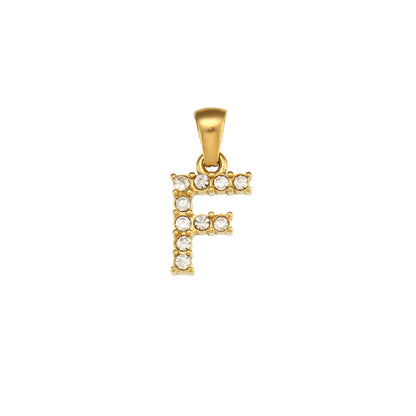 1 Piece 304 Stainless Steel Artificial Pearls Zircon 18K Gold Plated Letter Polished Pendant