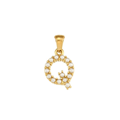 1 Piece 304 Stainless Steel Artificial Pearls Zircon 18K Gold Plated Letter Polished Pendant