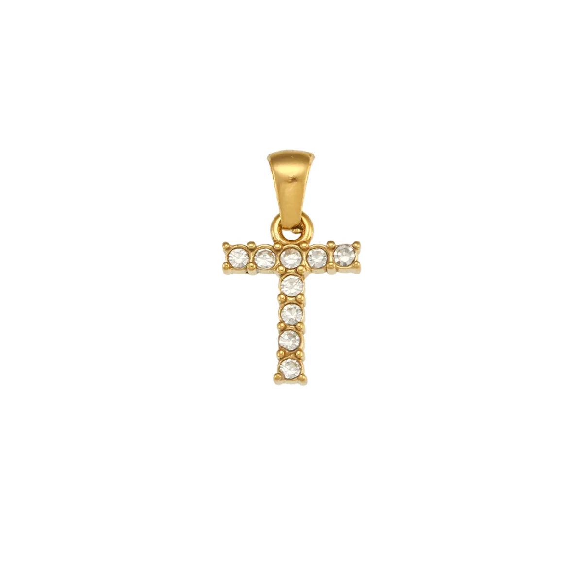 1 Piece 304 Stainless Steel Artificial Pearls Zircon 18K Gold Plated Letter Polished Pendant