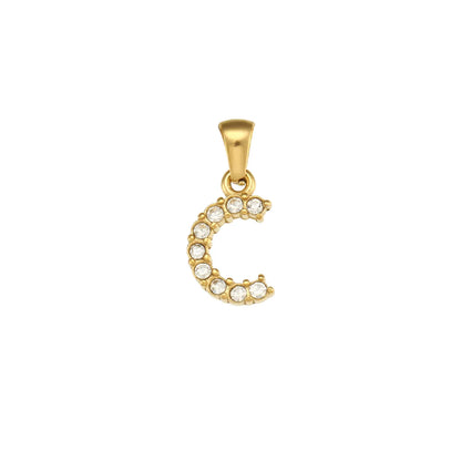 1 Piece 304 Stainless Steel Artificial Pearls Zircon 18K Gold Plated Letter Polished Pendant