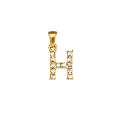 1 Piece 304 Stainless Steel Artificial Pearls Zircon 18K Gold Plated Letter Polished Pendant