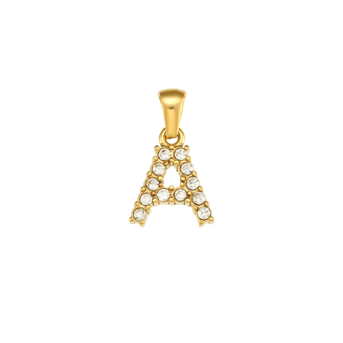 1 Piece 304 Stainless Steel Artificial Pearls Zircon 18K Gold Plated Letter Polished Pendant