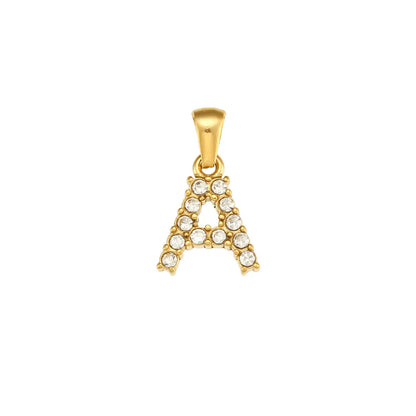 1 Piece 304 Stainless Steel Artificial Pearls Zircon 18K Gold Plated Letter Polished Pendant