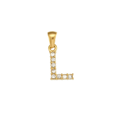 1 Piece 304 Stainless Steel Artificial Pearls Zircon 18K Gold Plated Letter Polished Pendant