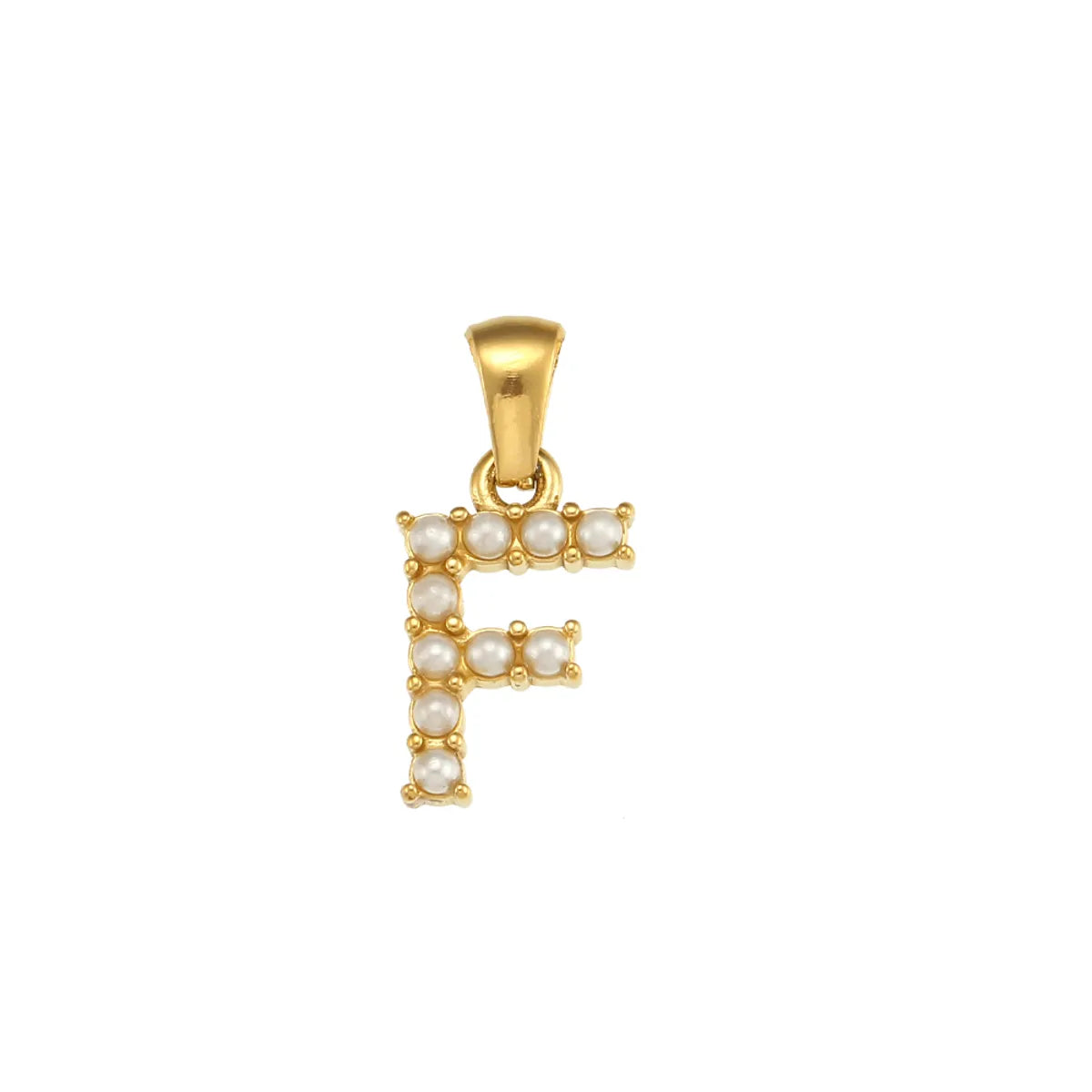 1 Piece 304 Stainless Steel Artificial Pearls Zircon 18K Gold Plated Letter Polished Pendant