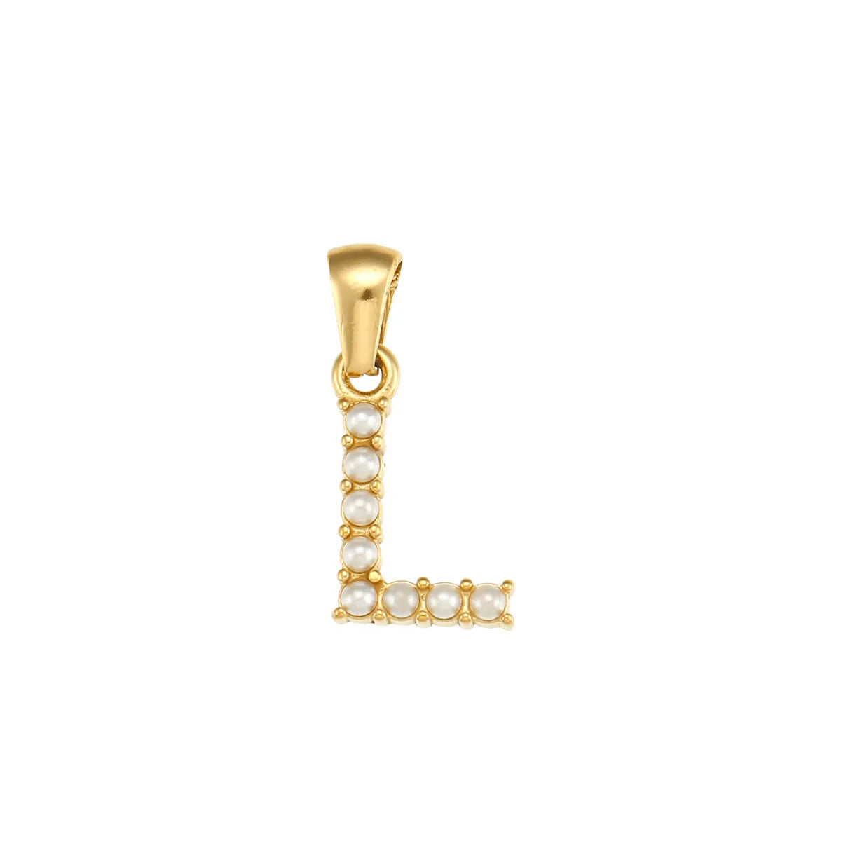 1 Piece 304 Stainless Steel Artificial Pearls Zircon 18K Gold Plated Letter Polished Pendant