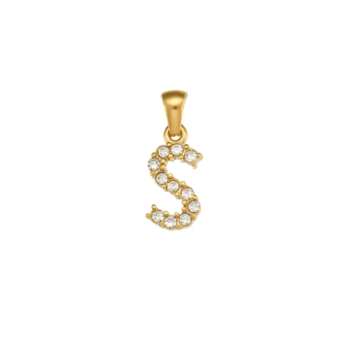 1 Piece 304 Stainless Steel Artificial Pearls Zircon 18K Gold Plated Letter Polished Pendant