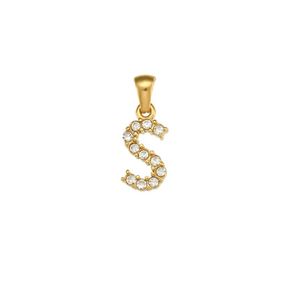 1 Piece 304 Stainless Steel Artificial Pearls Zircon 18K Gold Plated Letter Polished Pendant