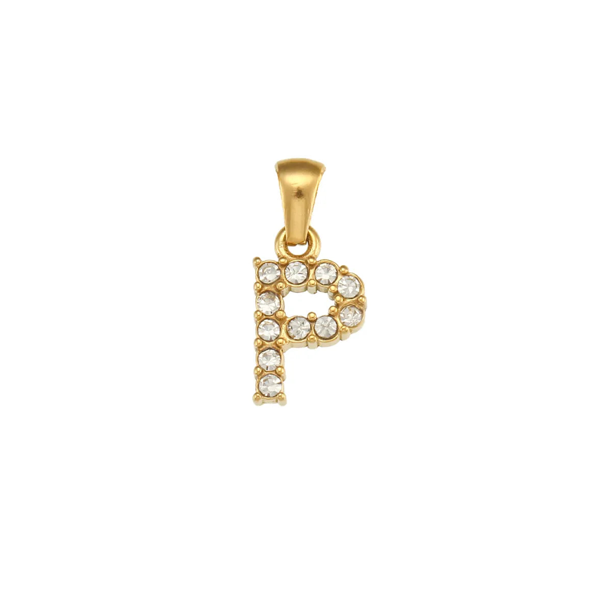 1 Piece 304 Stainless Steel Artificial Pearls Zircon 18K Gold Plated Letter Polished Pendant