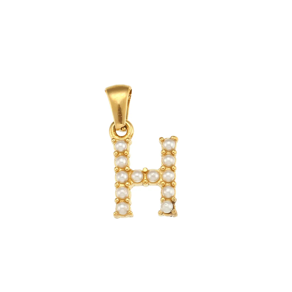 1 Piece 304 Stainless Steel Artificial Pearls Zircon 18K Gold Plated Letter Polished Pendant