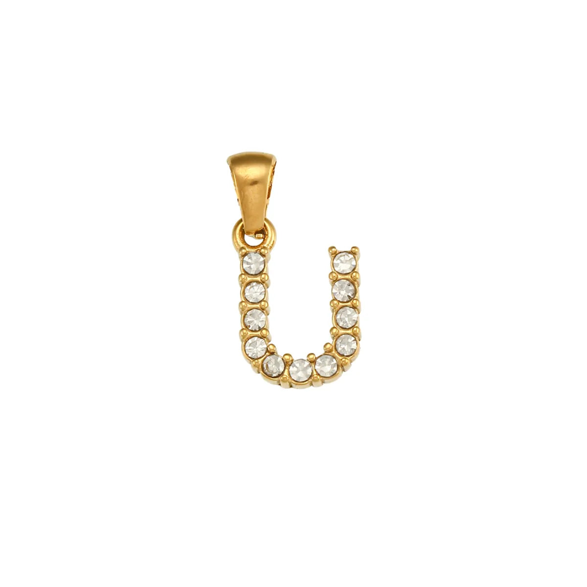 1 Piece 304 Stainless Steel Artificial Pearls Zircon 18K Gold Plated Letter Polished Pendant