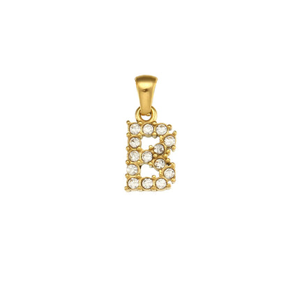 1 Piece 304 Stainless Steel Artificial Pearls Zircon 18K Gold Plated Letter Polished Pendant