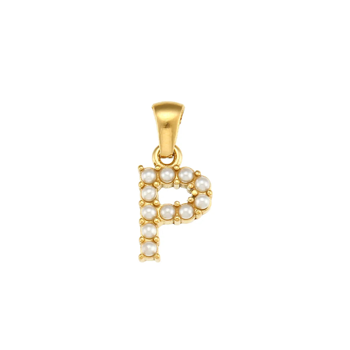 1 Piece 304 Stainless Steel Artificial Pearls Zircon 18K Gold Plated Letter Polished Pendant