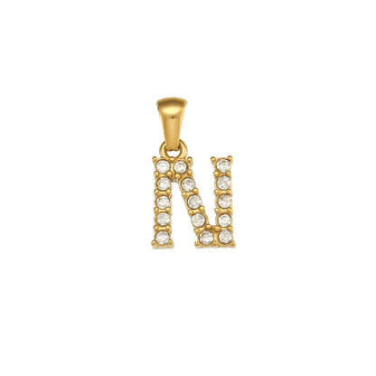 1 Piece 304 Stainless Steel Artificial Pearls Zircon 18K Gold Plated Letter Polished Pendant