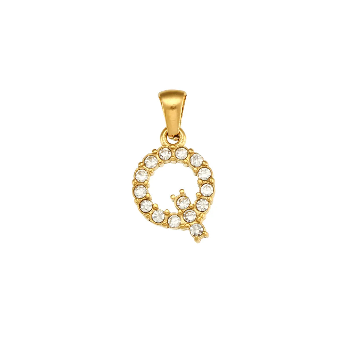 1 Piece 304 Stainless Steel Artificial Pearls Zircon 18K Gold Plated Letter Polished Pendant