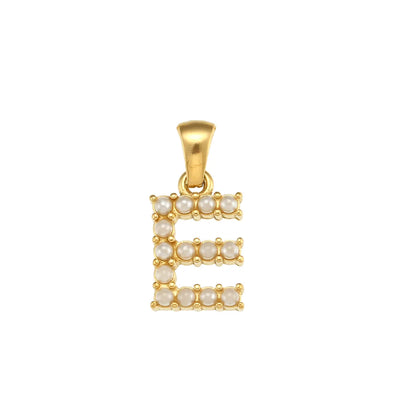 1 Piece 304 Stainless Steel Artificial Pearls Zircon 18K Gold Plated Letter Polished Pendant