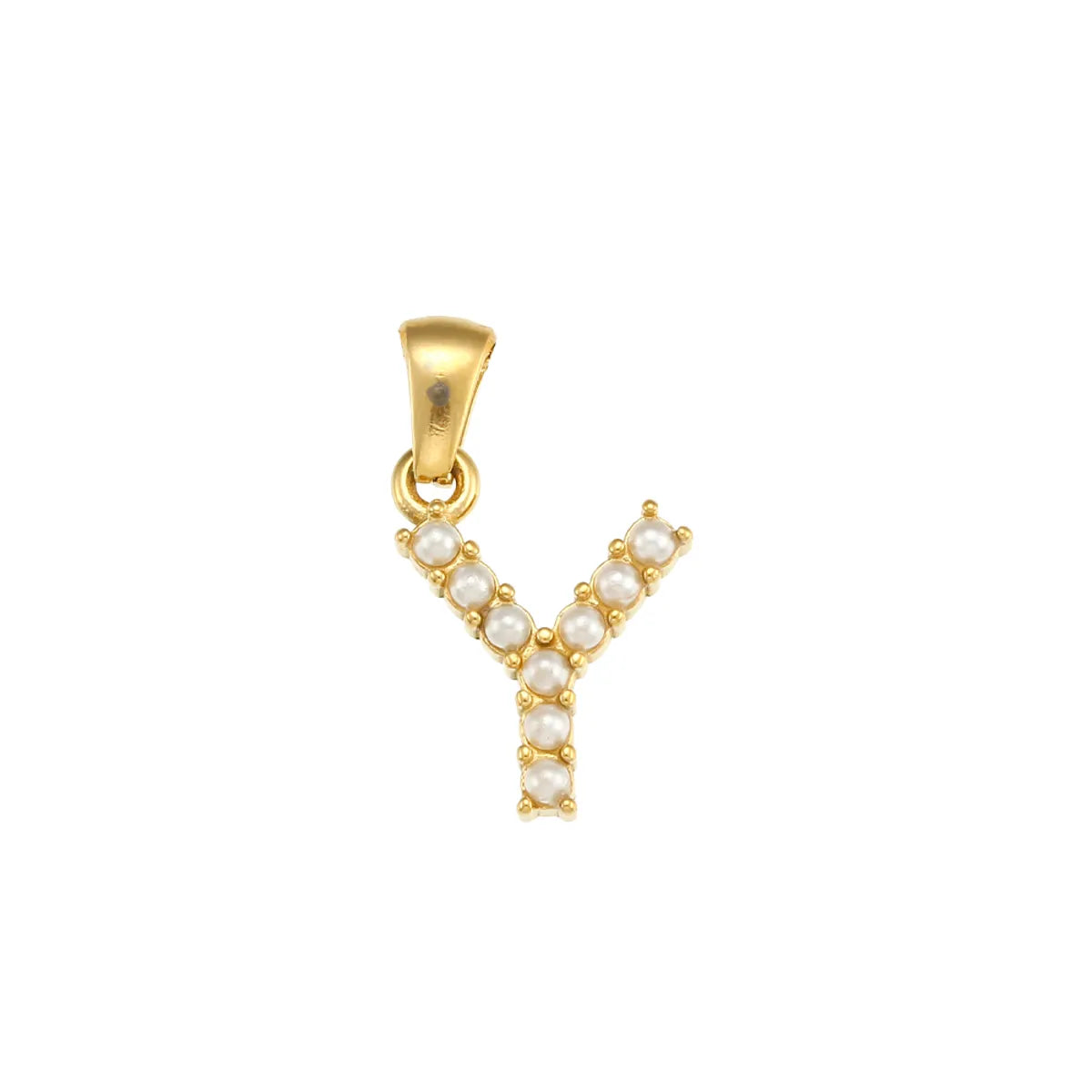 1 Piece 304 Stainless Steel Artificial Pearls Zircon 18K Gold Plated Letter Polished Pendant