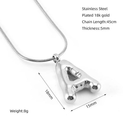 304 Stainless Steel Simple Style Polishing Letter Titanium Steel Pendant Necklace