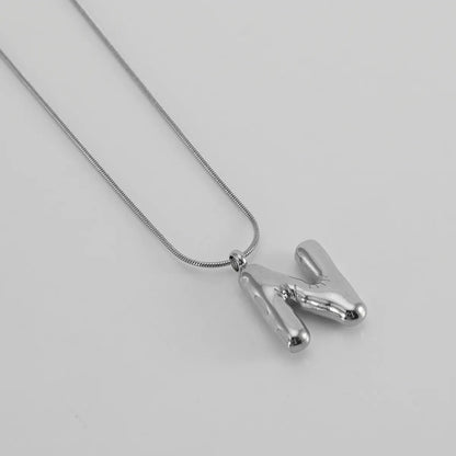 304 Stainless Steel Simple Style Polishing Letter Titanium Steel Pendant Necklace