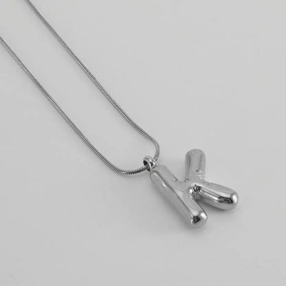 304 Stainless Steel Simple Style Polishing Letter Titanium Steel Pendant Necklace