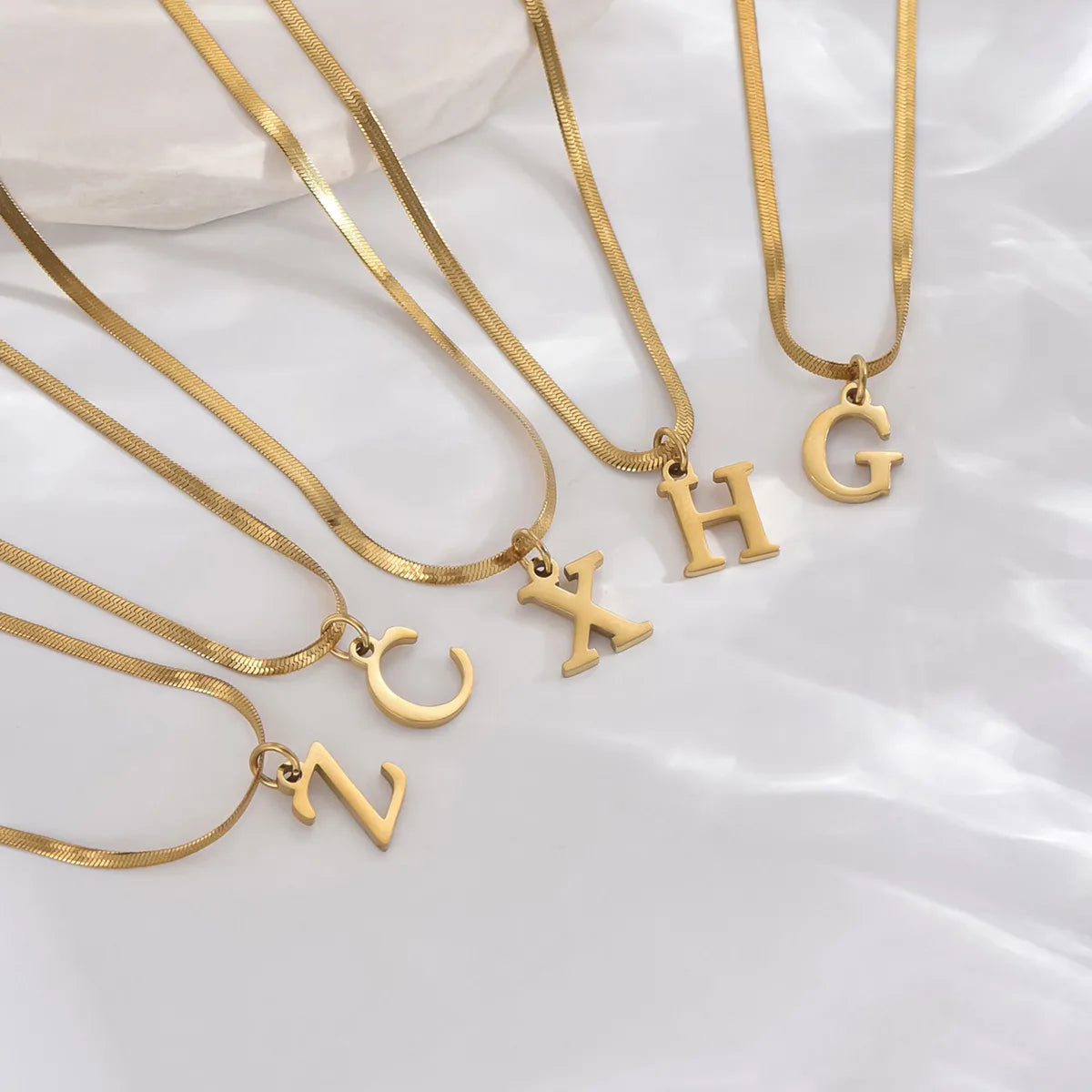 Simple Style Letter Stainless Steel Polishing Plating 14k Gold Plated Pendant Necklace