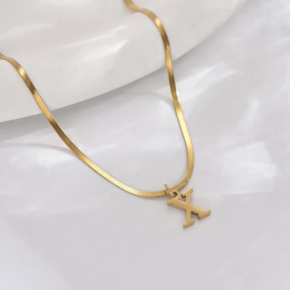 Simple Style Letter Stainless Steel Polishing Plating 14k Gold Plated Pendant Necklace