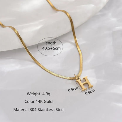 Simple Style Letter Stainless Steel Polishing Plating 14k Gold Plated Pendant Necklace