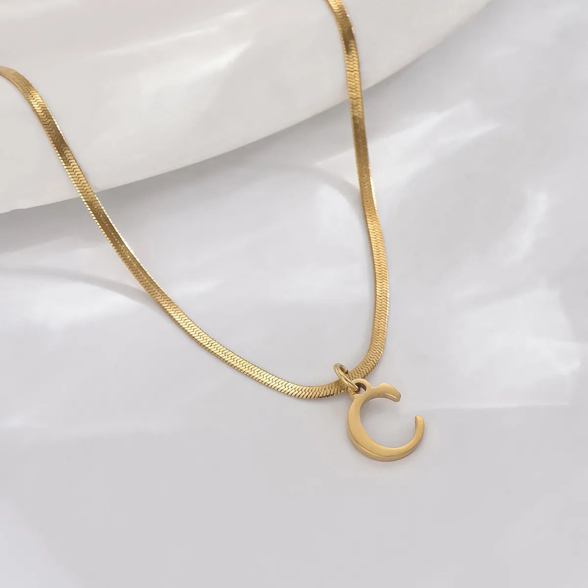 Simple Style Letter Stainless Steel Polishing Plating 14k Gold Plated Pendant Necklace