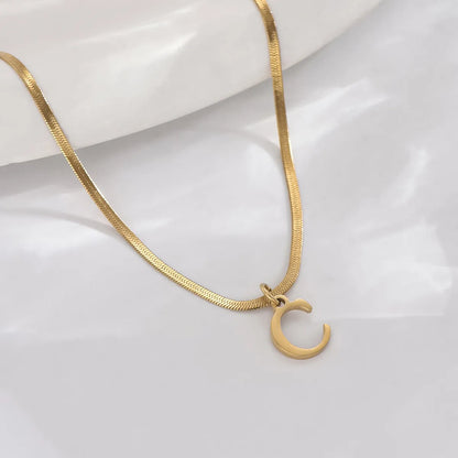 Simple Style Letter Stainless Steel Polishing Plating 14k Gold Plated Pendant Necklace