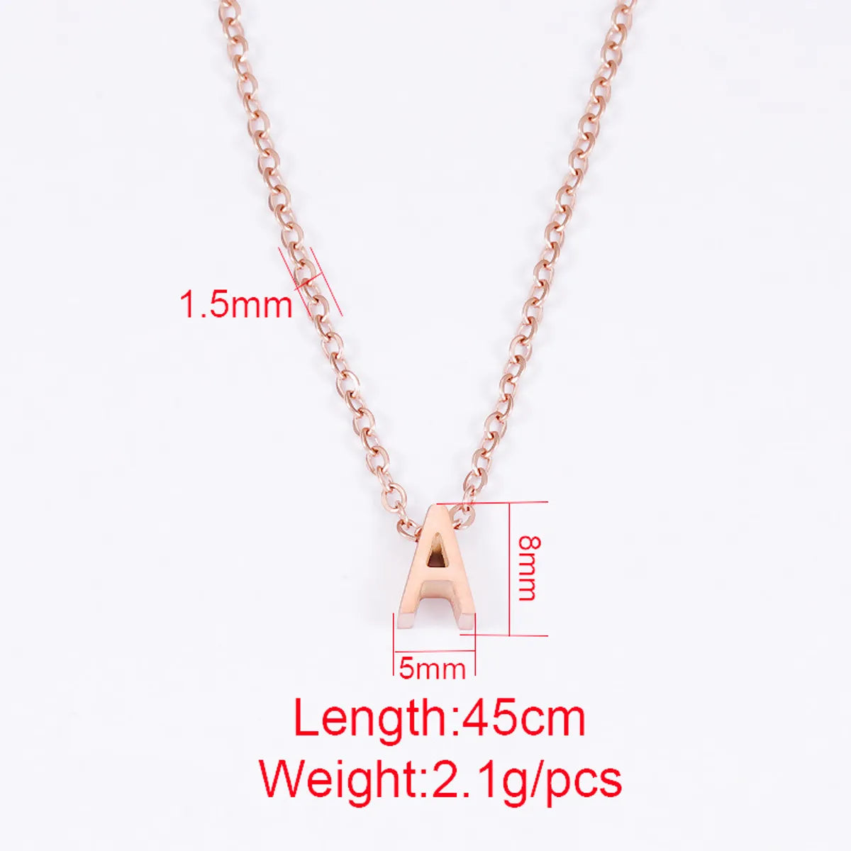 Stainless Steel Rose Gold Plated Simple Style Letter None Pendant Necklace