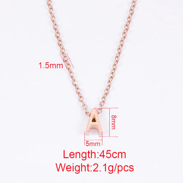 Stainless Steel Rose Gold Plated Simple Style Letter None Pendant Necklace