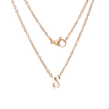 Stainless Steel Rose Gold Plated Simple Style Letter None Pendant Necklace