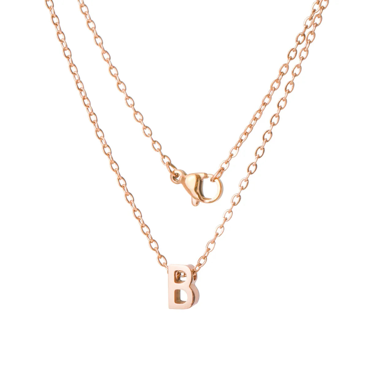 Stainless Steel Rose Gold Plated Simple Style Letter None Pendant Necklace