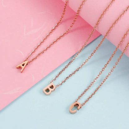 Stainless Steel Rose Gold Plated Simple Style Letter None Pendant Necklace