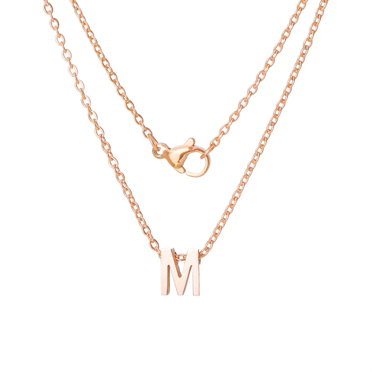 Stainless Steel Rose Gold Plated Simple Style Letter None Pendant Necklace