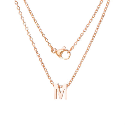 Stainless Steel Rose Gold Plated Simple Style Letter None Pendant Necklace