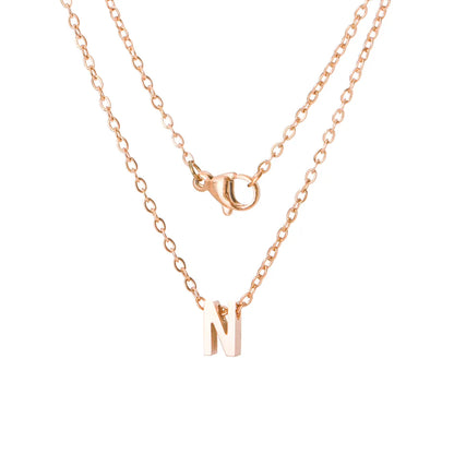 Stainless Steel Rose Gold Plated Simple Style Letter None Pendant Necklace