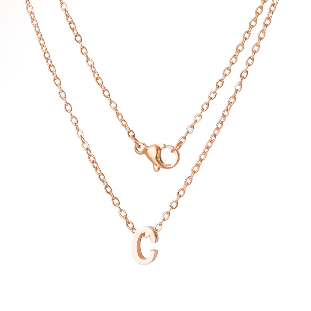 Stainless Steel Rose Gold Plated Simple Style Letter None Pendant Necklace