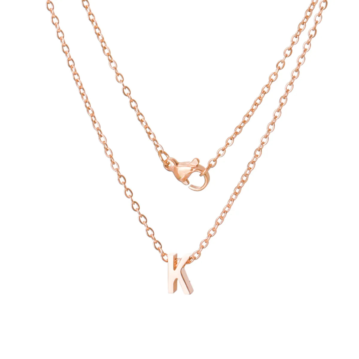 Stainless Steel Rose Gold Plated Simple Style Letter None Pendant Necklace