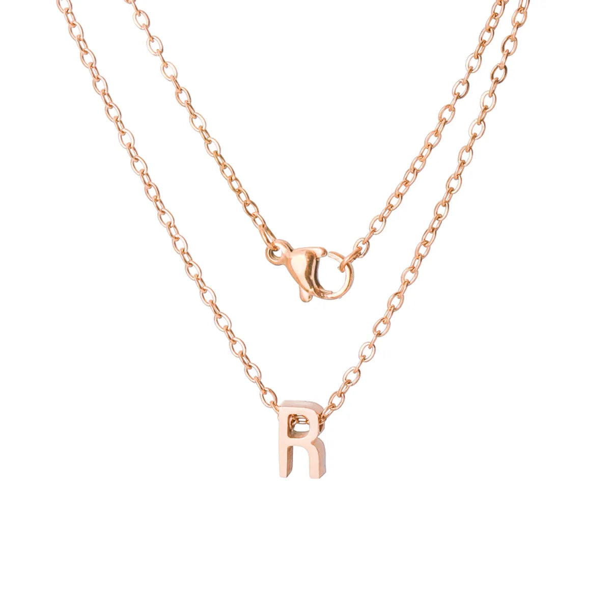 Stainless Steel Rose Gold Plated Simple Style Letter None Pendant Necklace