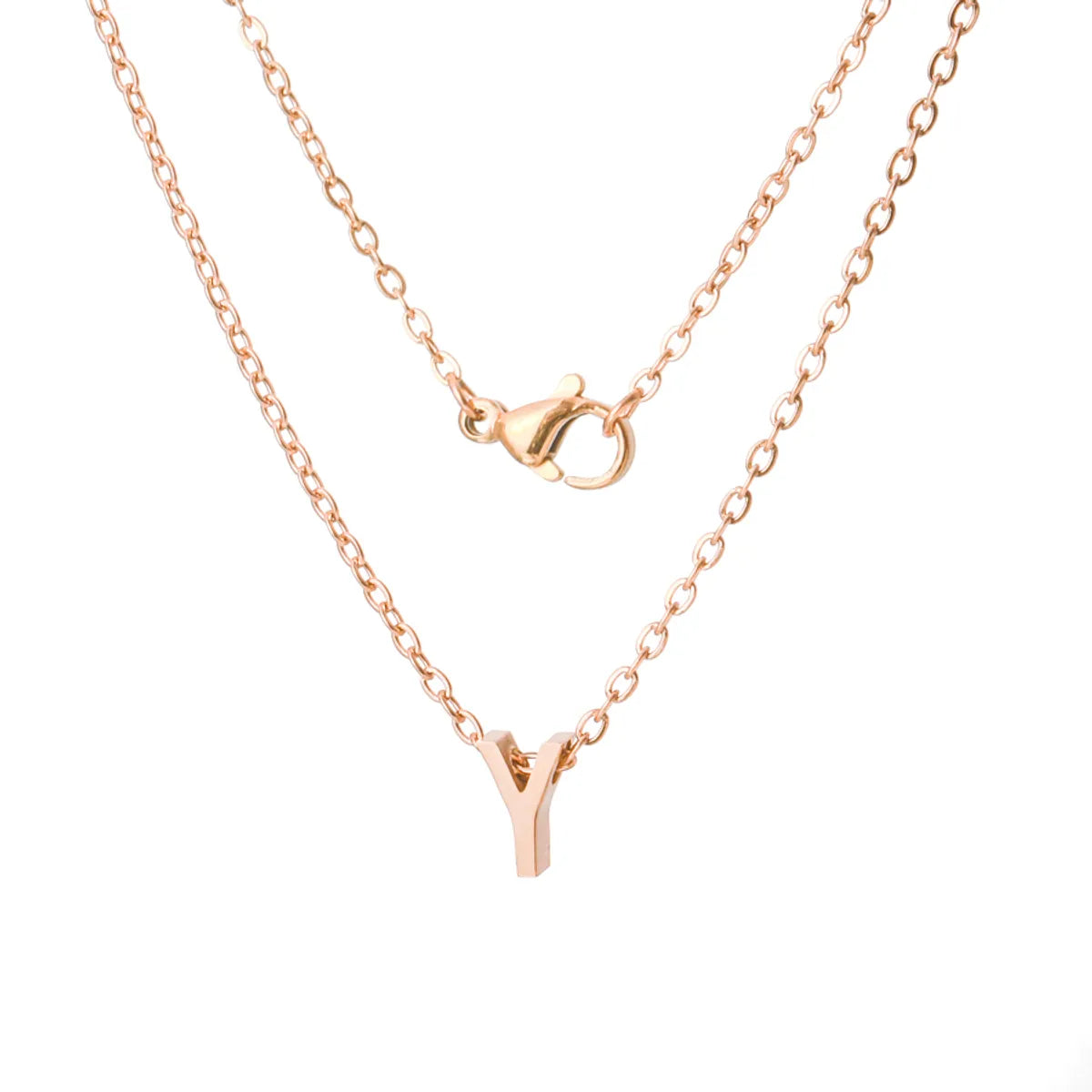 Stainless Steel Rose Gold Plated Simple Style Letter None Pendant Necklace