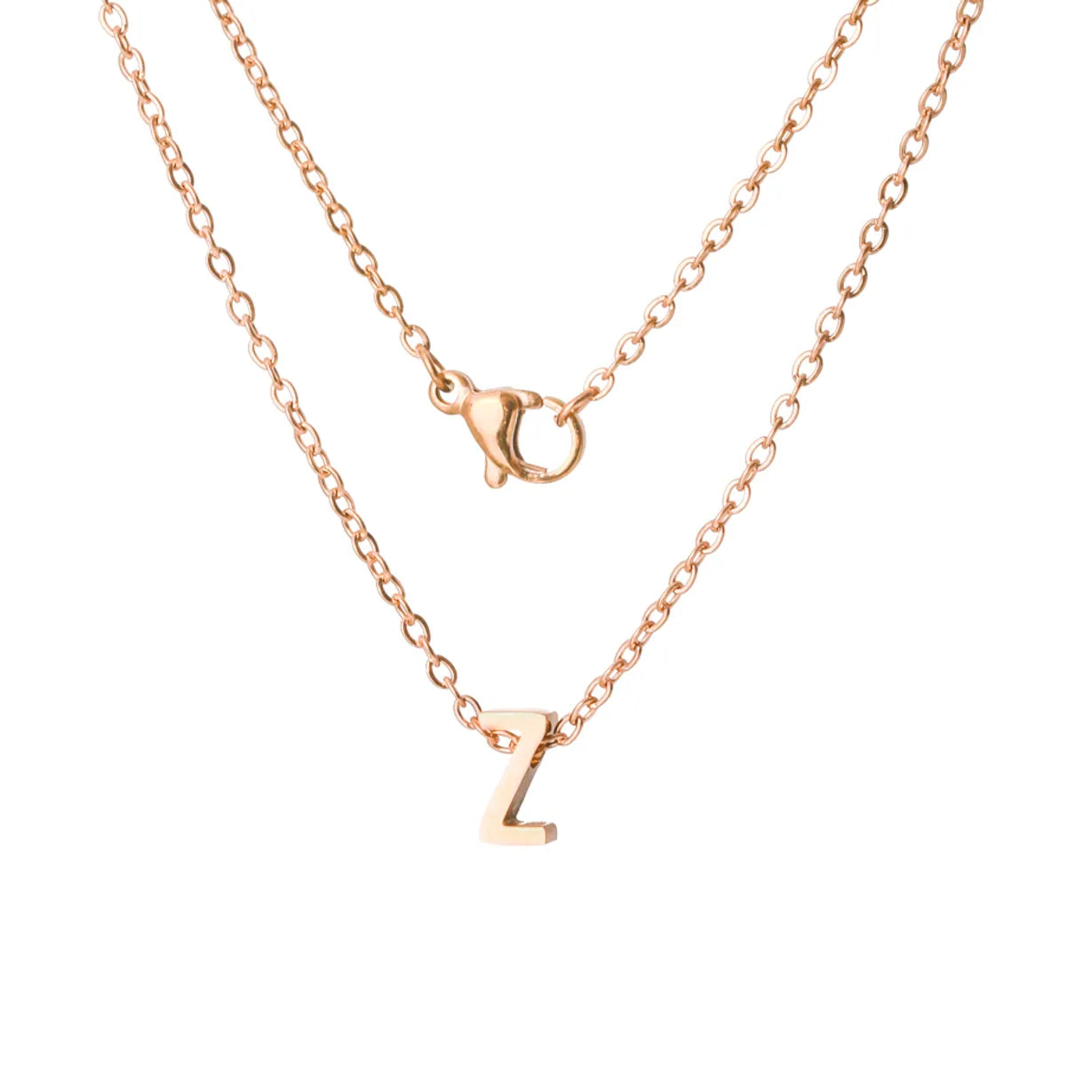 Stainless Steel Rose Gold Plated Simple Style Letter None Pendant Necklace