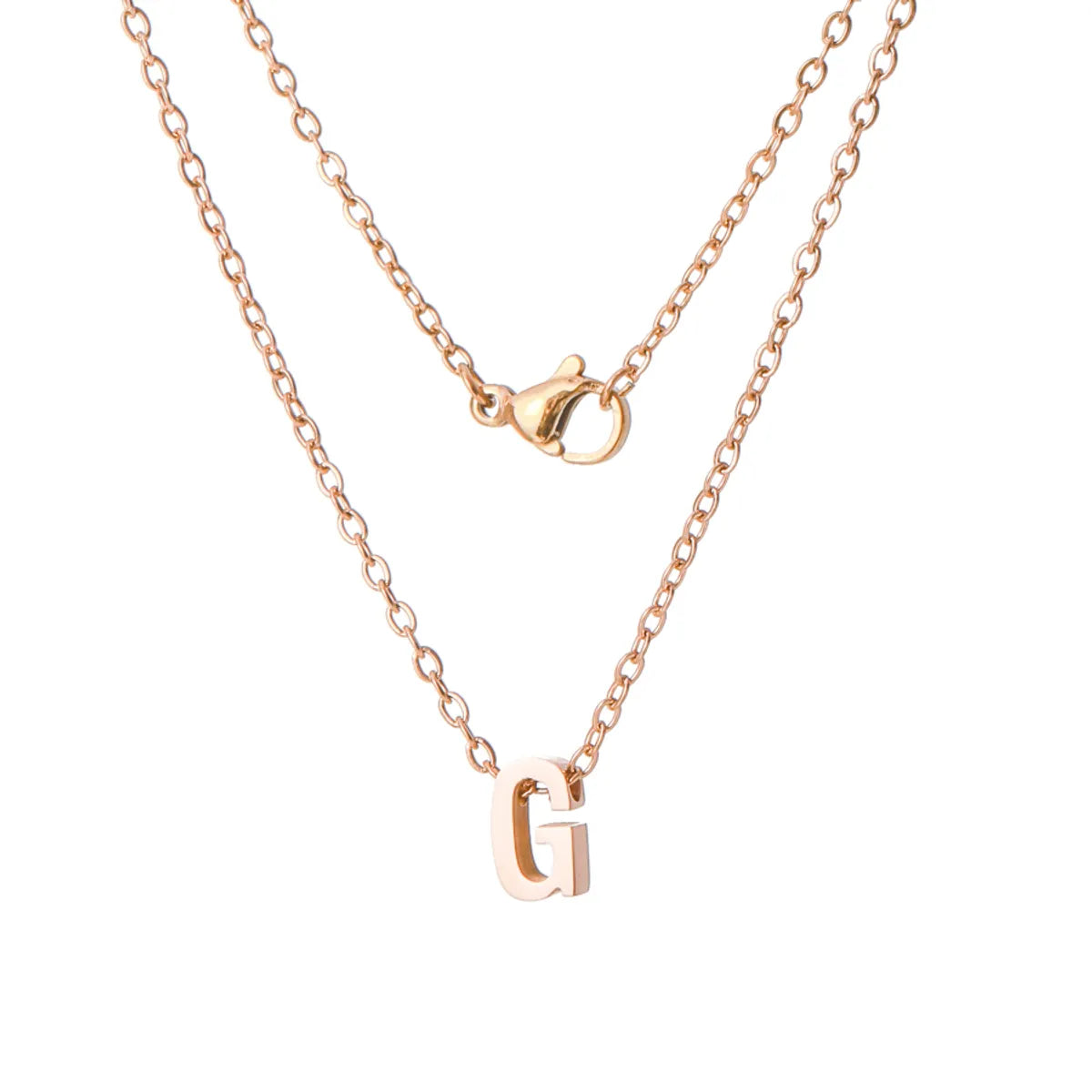 Stainless Steel Rose Gold Plated Simple Style Letter None Pendant Necklace