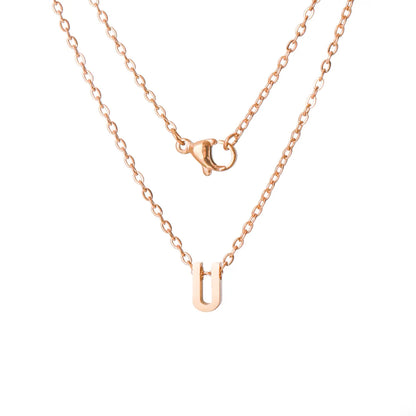 Stainless Steel Rose Gold Plated Simple Style Letter None Pendant Necklace