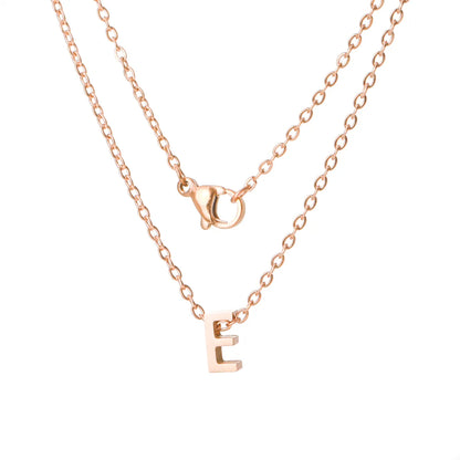 Stainless Steel Rose Gold Plated Simple Style Letter None Pendant Necklace