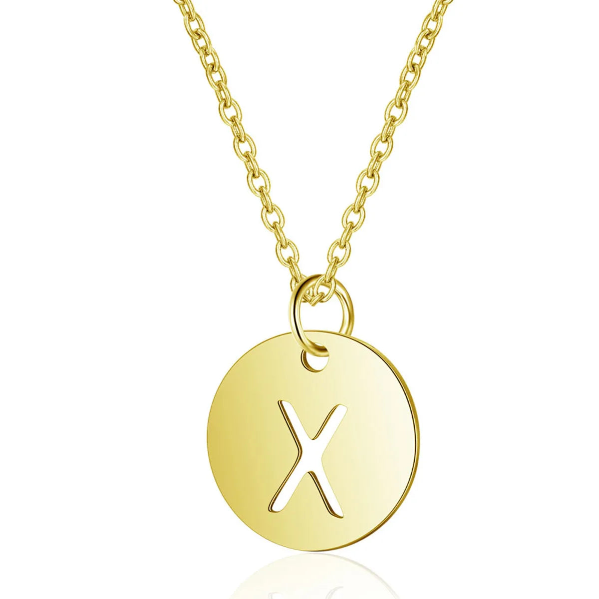 Simple Style Letter Stainless Steel Titanium Steel Plating Chain Gold Plated Pendant Necklace