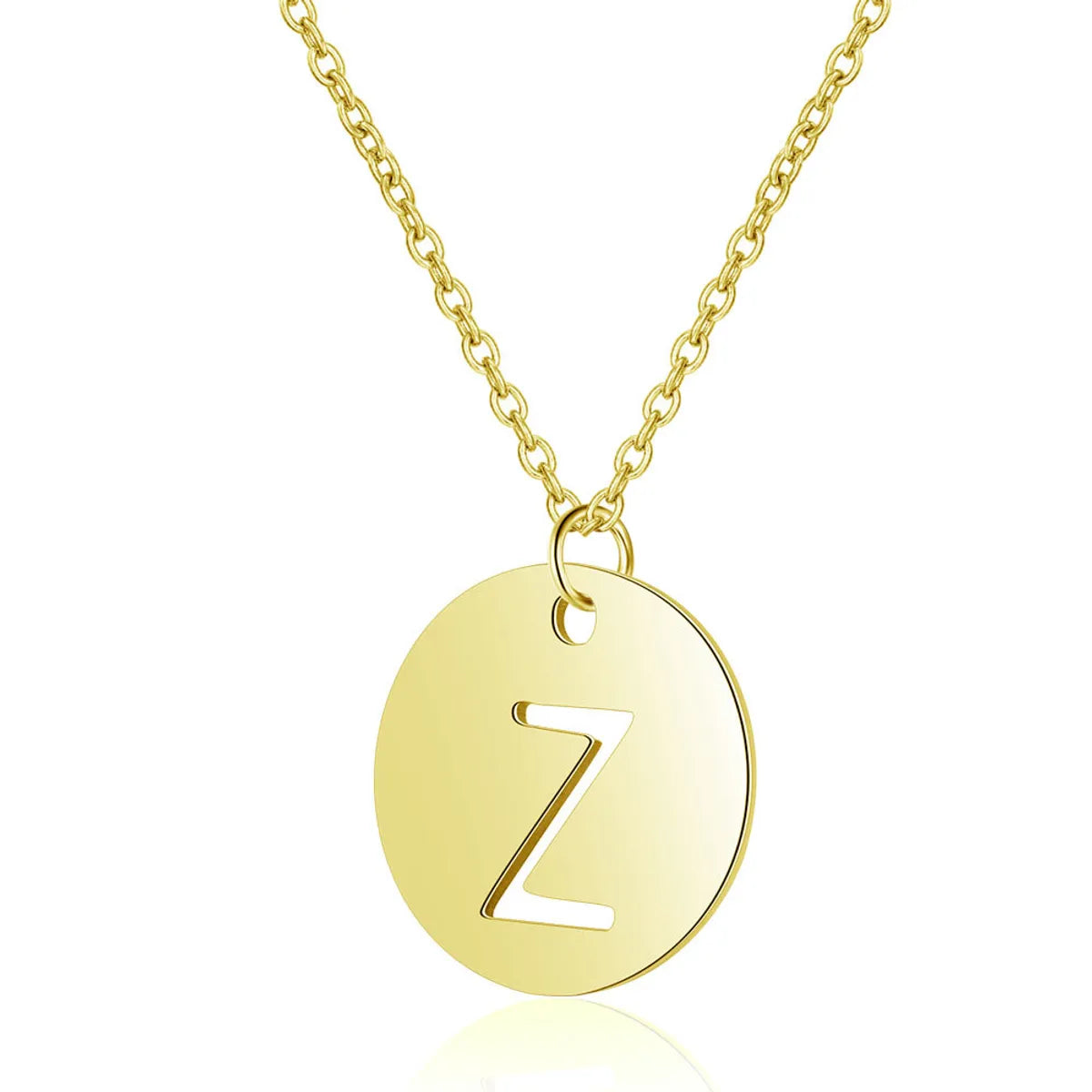 Simple Style Letter Stainless Steel Titanium Steel Plating Chain Gold Plated Pendant Necklace